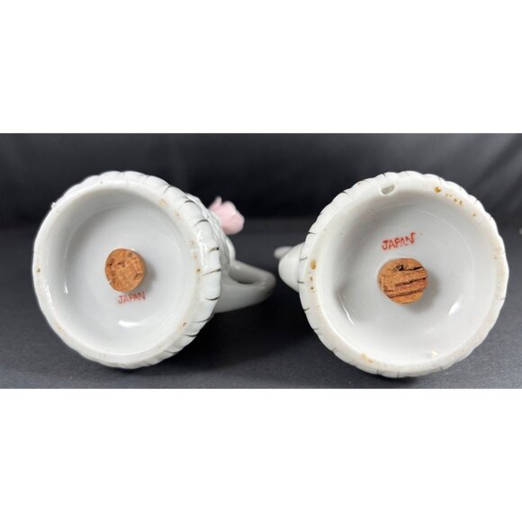 Vintage Teapot Salt and Pepper Shakers White Gold W/ Pink Flower Japan - Picture 7 of 7
